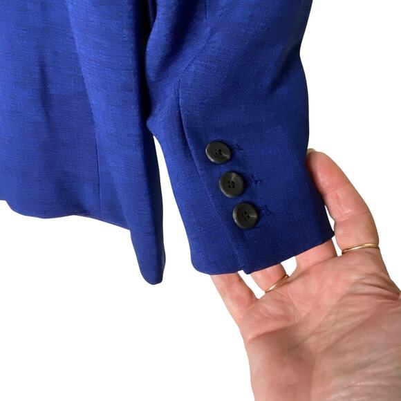 T Tahari Jacket Womens 8 Blue Double-Breasted Open Blazer Career Business NEW - Picture 7 of 13